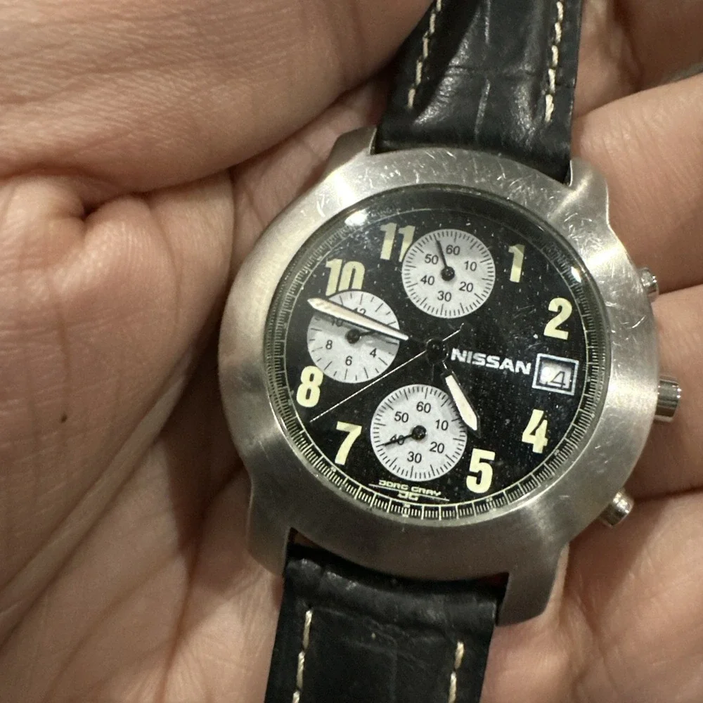 Vintage Nissan By JORG GRAY Chrono Mens Watch 38mm Quartz Black - For Repair